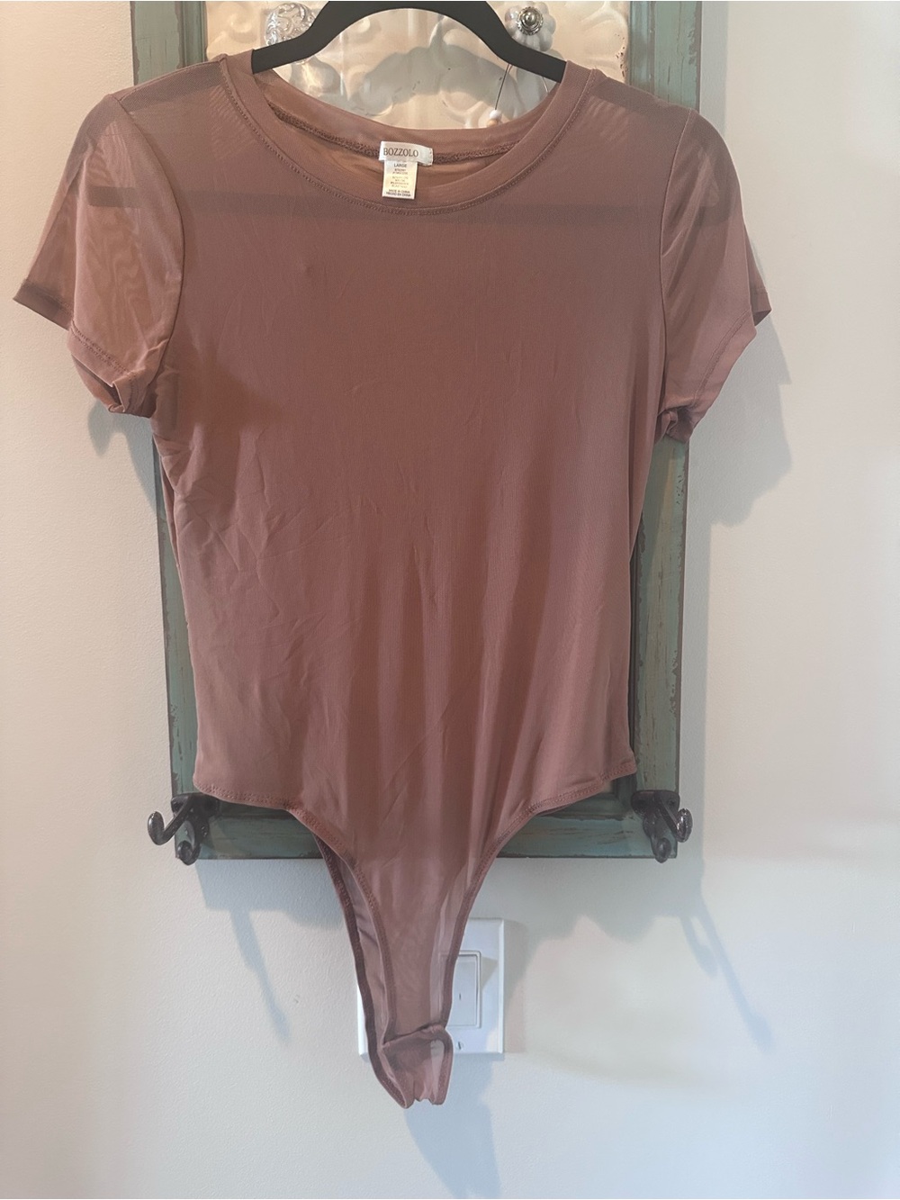 NWOT Brown Mesh-Accented Bodysuit